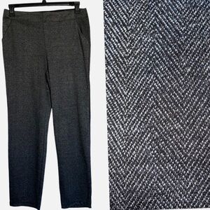Max Studio Gray/Black Herringbone Pull-On Pant L EUC